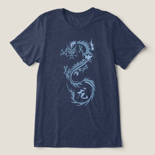 Moderner chinesischer Drache Tri-Blend Shirt (Design Vorderseite)
