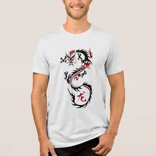 Moderner chinesischer Drache Tri-Blend Shirt (Vorderseite)
