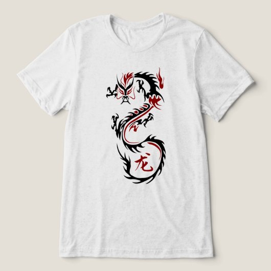 Moderner chinesischer Drache Tri-Blend Shirt (Design Vorderseite)