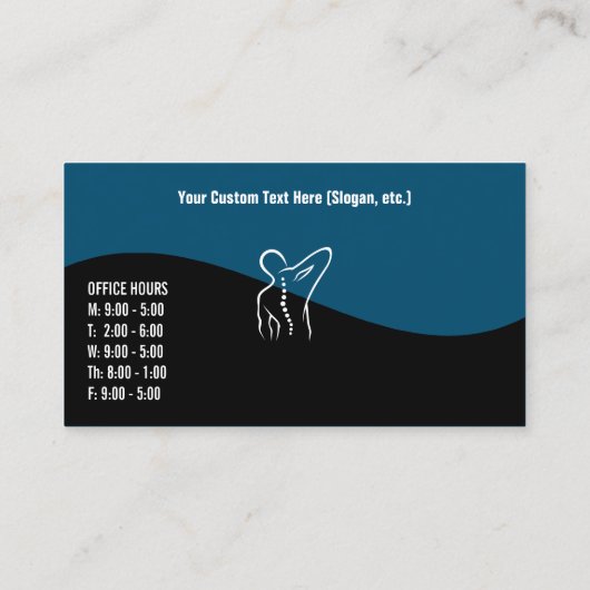 Moderner Chiropraktor mit Rückenlehne Visitenkarte (Rückseite)
