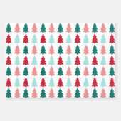 Moderner Christbaum, Aquamarin, Aqua, Rot Geschenkpapier Set (Vorderseite)