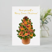 Moderner Christbaum getrocknet Zitronenfrüchte Folien Feiertagskarte (Stehend vorne)