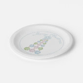 Moderner Christbaum in drei Pastellfarben Pappteller (Schrägansicht)