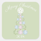 Moderner Christbaum in drei Pastellfarben Quadratischer Aufkleber (Vorderseite)