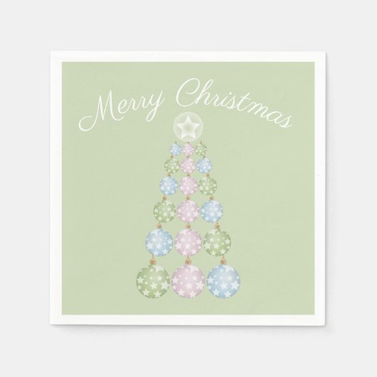 Moderner Christbaum in drei Pastellfarben Serviette (Vorderseite)