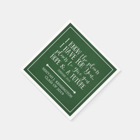 Moderner Christlicher Bibelverse Grüner Abschluss Serviette (Ecke)