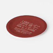 Moderner Christlicher Bibelverse Rustikaler Roter Pappteller (Schrägansicht)