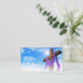 Moderner Christlicher Pastor Cross Cloudscape QR C Visitenkarte (Stehend Vorderseite)