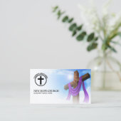 Moderner Christlicher Pastor Cross Cloudscape QR C Visitenkarte (Stehend Vorderseite)