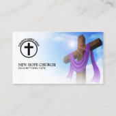 Moderner Christlicher Pastor Cross Cloudscape QR C Visitenkarte (Vorderseite)