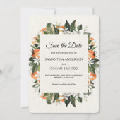 Moderner Citrus Orange Floral | Rustikal Save The Date (Vorderseite)