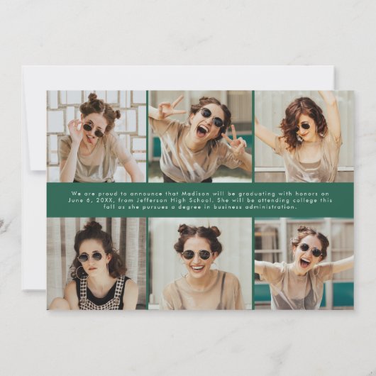 Moderner Classic Green 12 Foto Abschluss Ankündigung (Rückseite)