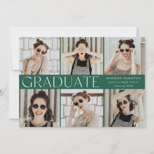 Moderner Classic Green 6 Foto Abschluss Ankündigung (Vorderseite)