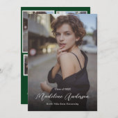 Moderner Classic Green Foto Collage Abschluss Ankündigung (Vorne/Hinten)
