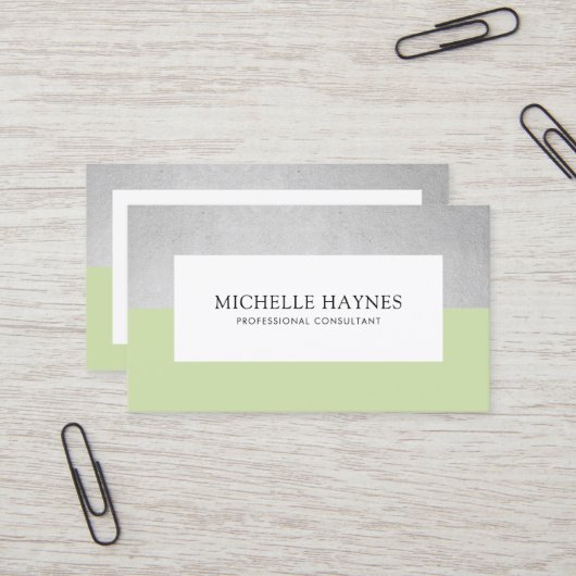 Moderner Clean Luxe Minimalistisch Beruflich grün Visitenkarte (Vorderseite/Rückseite Beispiel)