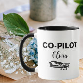 Moderner CO-PILOT-Text und Flugzeug, Personalisier Tasse