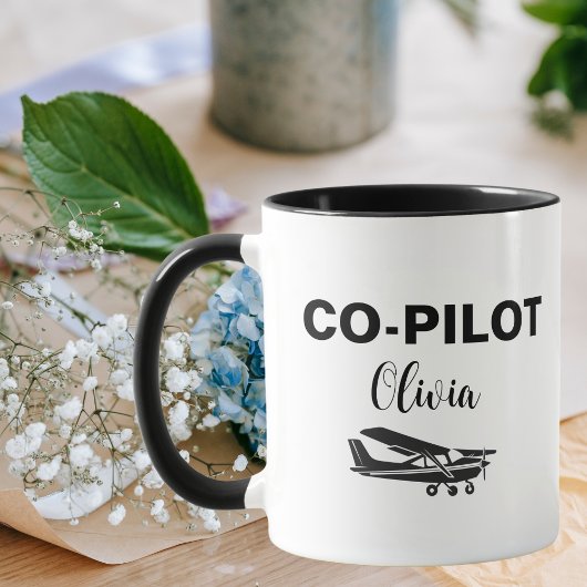 Moderner CO-PILOT-Text und Flugzeug, Personalisier Tasse