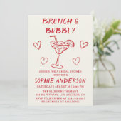 Moderner Cocktail-Brunch & Champagner-Brautabschie Einladung (Stehend Vorderseite)