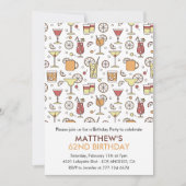 Moderner Cocktail Champagne 62. Geburtstag Einladung (Vorderseite)