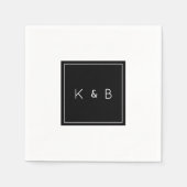 Moderner Cocktail für Monogramm B/W Serviette (Vorderseite)