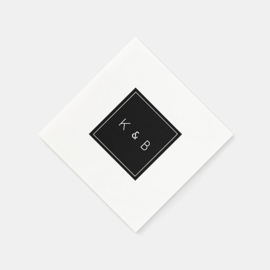 Moderner Cocktail für Monogramm B/W Serviette (Ecke)