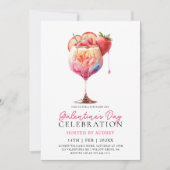 Moderner Cocktail Galentiner Tag Party Einladung (Vorderseite)