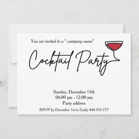 Moderner Cocktail-Party mit minimalistischer Note Einladung (Vorderseite)