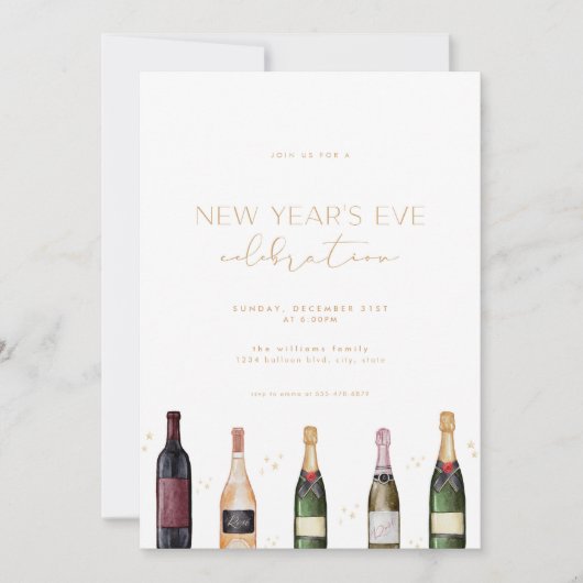 Moderner Cocktail Silvester Party Einladung (Vorderseite)