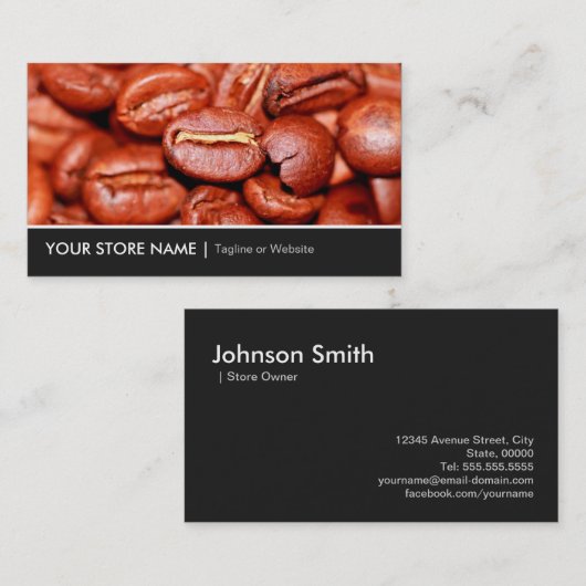 Moderner Coffee Beans Store Visitenkarte (Vorne/Hinten)