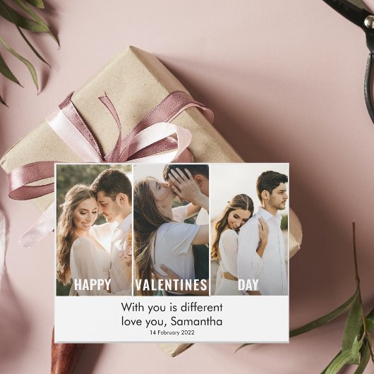 Moderner Collage Foto & Happy Valentines Day Magnetkarte