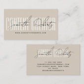 Moderner Content Creator beeinflusst Beige Visitenkarte (Vorne/Hinten)