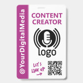 Moderner Content Creator Networking ID Pink Pass Ausweis (Vorderseite)
