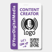 Moderner Content Creator Networking ID Purple Pass Ausweis (Vorderseite)
