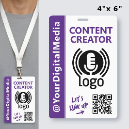 Moderner Content Creator Networking ID Purple Pass Ausweis