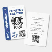 Moderner Content-Creator-Netzwerk-ID Navy-Pass Ausweis (Vorder- & Rückseite)