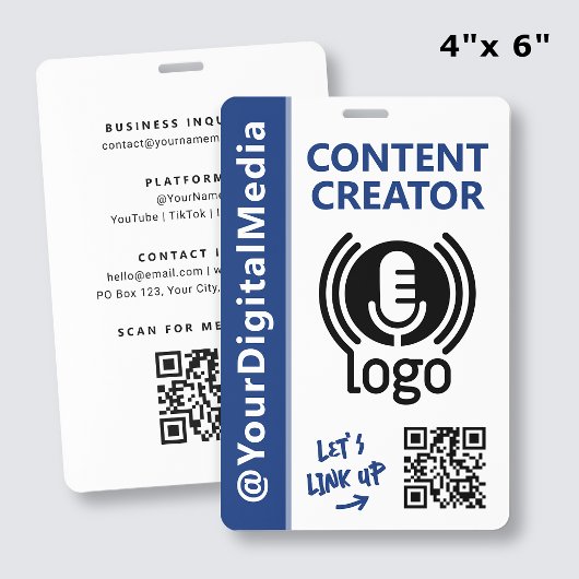 Moderner Content-Creator-Netzwerk-ID Navy-Pass Ausweis