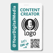 Moderner Content-Creator-Netzwerk-ID-Teal-Pass Ausweis (Vorderseite)