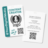 Moderner Content-Creator-Netzwerk-ID-Teal-Pass Ausweis (Vorder- & Rückseite)