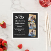 Moderner Cool Graduate Fun Fakten 3 Foto Abschluss Serviette (Beispiel)