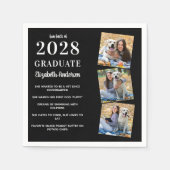Moderner Cool Graduate Fun Fakten 3 Foto Abschluss Serviette (Vorderseite)