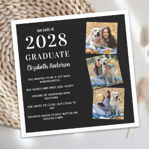 Moderner Cool Graduate Fun Fakten 3 Foto Abschluss Serviette