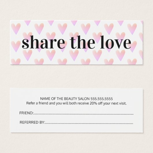 Moderner Cool-hellrosa Herz Schönheitssalon (Vorne & Hinten)