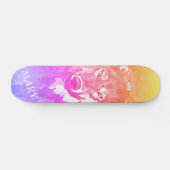 Moderner cool orangefarbener lila rosa Wölf Skateboard (Horizontal)