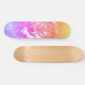 Moderner cool orangefarbener lila rosa Wölf Skateboard (Horizontal)
