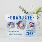 Moderner Cooler 4-Foto-Doppelsieb Blue Abschluss Ankündigung (Stehend Vorderseite)