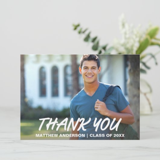 Moderner Cooler Abschluss Dankeschön Card W Ankündigung (Stehend Vorderseite)