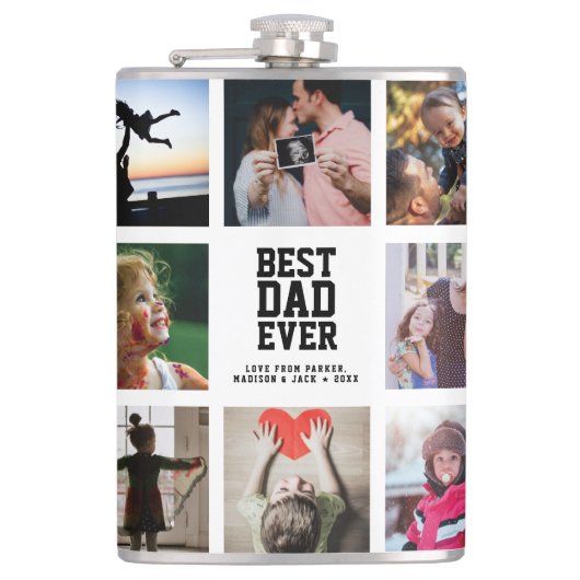 Moderner Cooler BEST VATER EVER Instagram FotoColl Flachmann (Vorderseite)