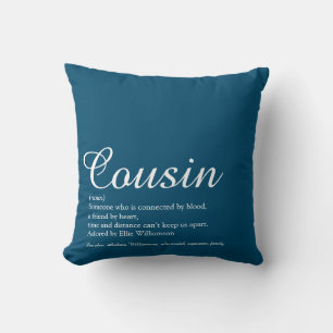 Moderner Cooler Blue Fun Script Cousin Definition Kissen