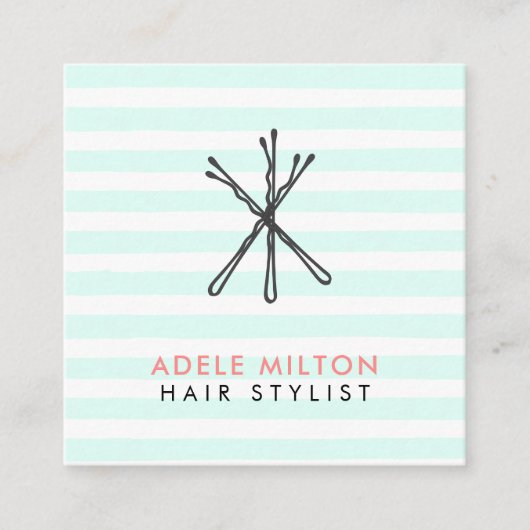 Moderner Cooler Bobby Buttons Friseursalon Quadratische Visitenkarte (Vorderseite)