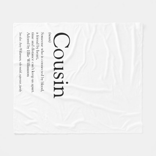 Moderner Cooler Cousin aus Schwarz und Weiß Fleecedecke (Vorderseite (Horizontal))